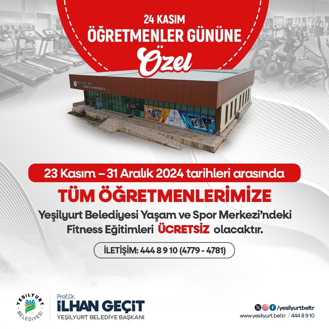 Yeşilyurt Belediyesi’nden Öğretmenlere Ücretsiz Fitness İmkanı